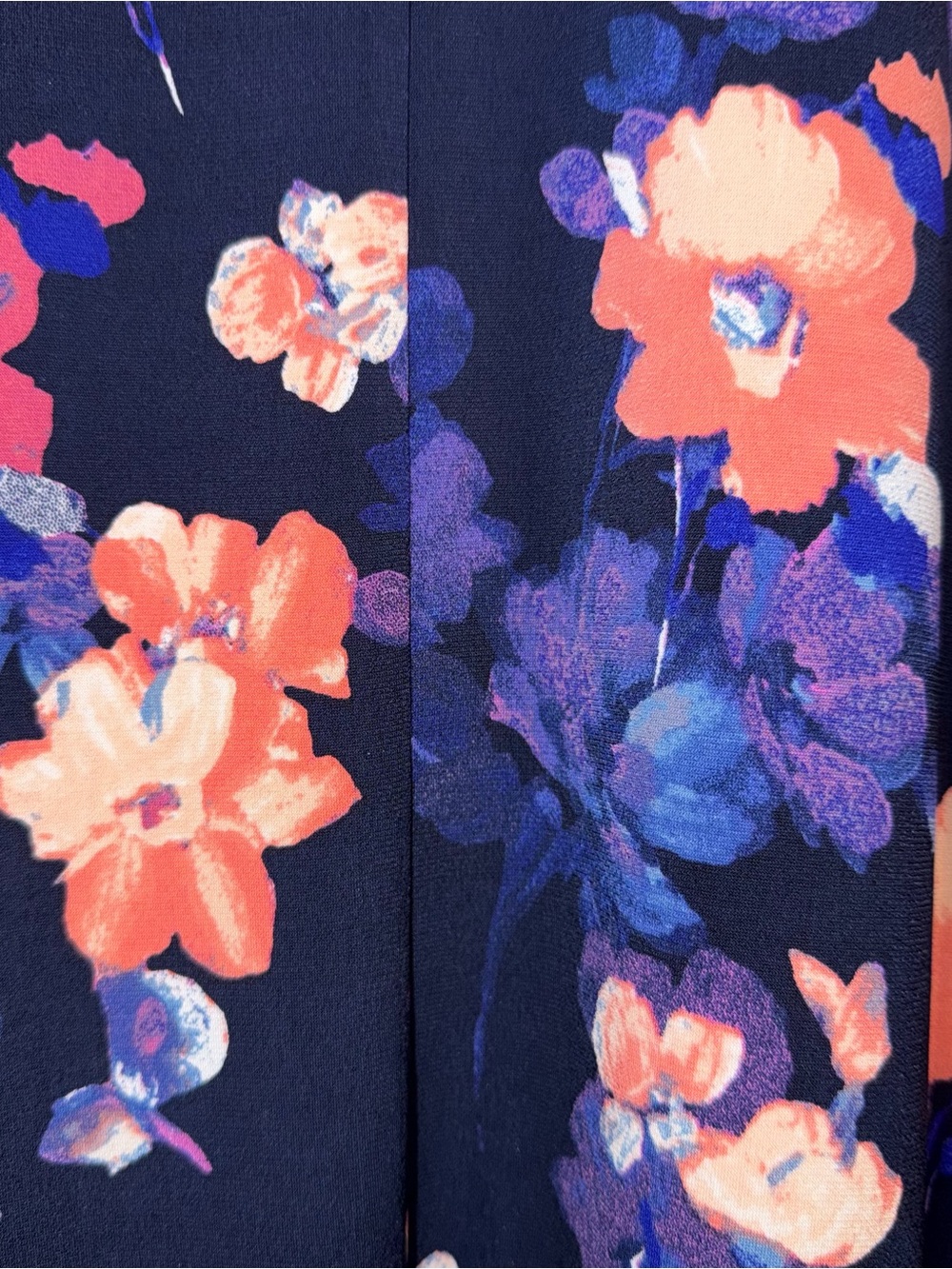 NINA LEONARD 2X Cold Shoulder Dress Pockets Navy Floral Bell Sleeve Boho Resort - Picture 7 of 9